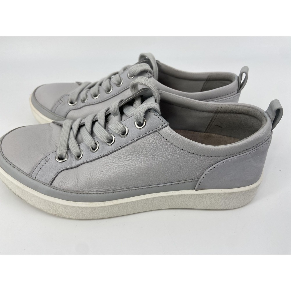 Vionic Shoes Womens 5 Wide Winny Gray Leather Casual Comfort Sneakers Walking